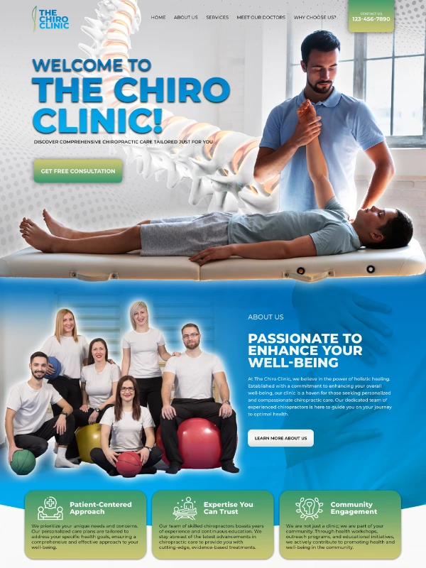 Chiropractic website design project 1