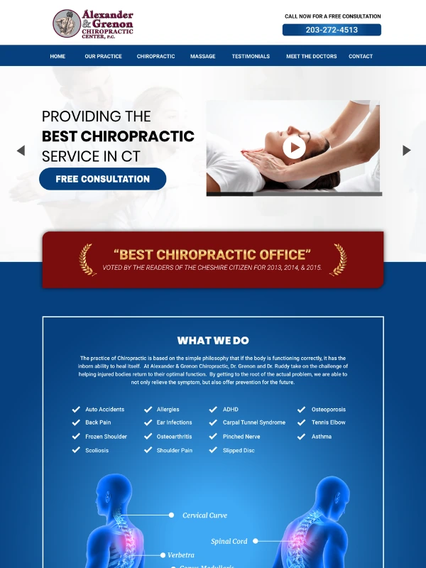 Chiropractic website design project 2